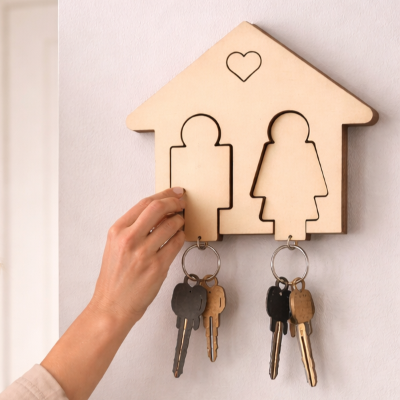 porte clés mural couple casalovekeys naturel
