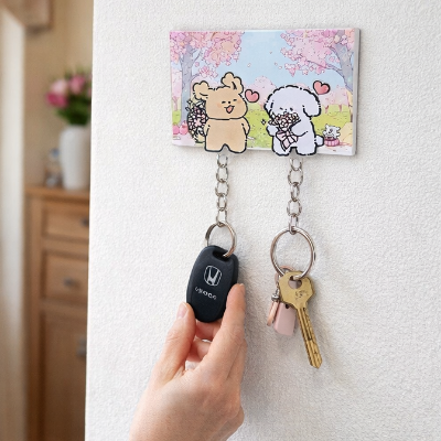 porte clés mural couple dogslove mignon