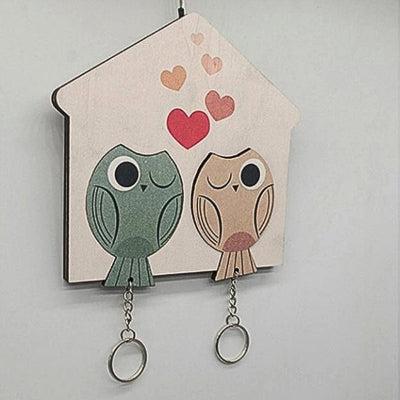 porte clés mural couple oiseaux amoureux cœurs