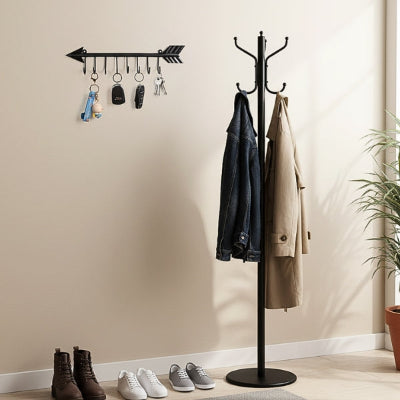 porte manteau porte cles mural forme fleche metal noir