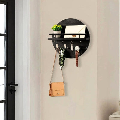 porte noir porte clés mural original rond noir lettre plante