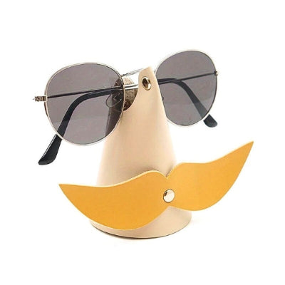 porte lunettes cuir forme moustaches marron clair