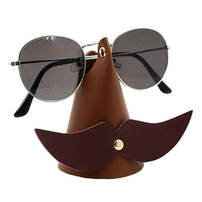 porte lunettes cuir forme moustaches marron foncé