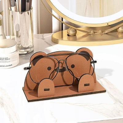 porte lunettes en bois animal ours