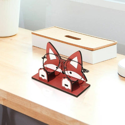 porte lunettes en bois animal renard