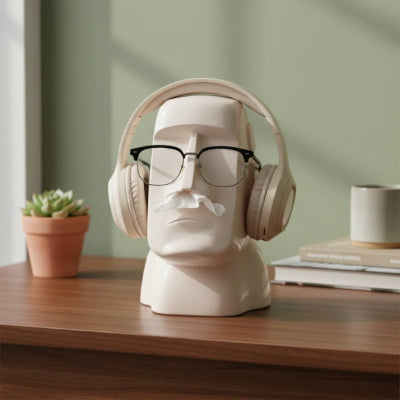 porte lunettes original statue visage humain beige