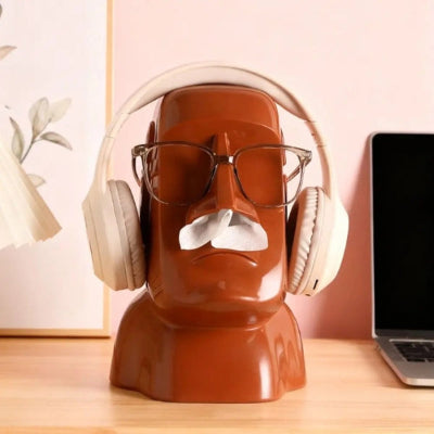 porte lunettes original statue visage humain marron