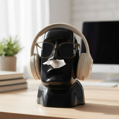 porte lunettes original statue visage humain noir