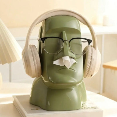 porte lunettes original statue visage humain vert