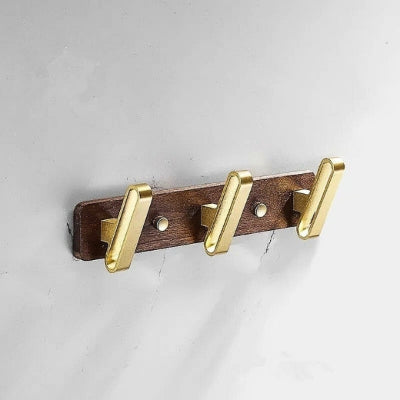 porte manteau doré bois aluminium trois crochets 