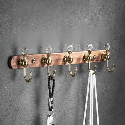 porte manteau mural dore boule style diamant cinq crochets