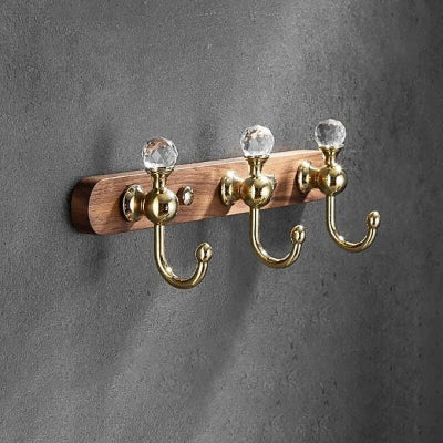 porte manteau mural dore boule style diamant trois crochets