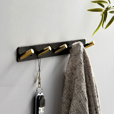 porte manteau mural doré noir cinq crochets obliques