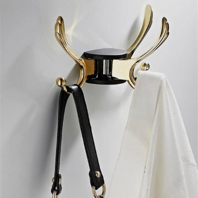 porte manteau mural doré noir crochets pivotants