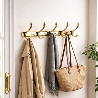 porte manteau mural doré vintage cinq crochets