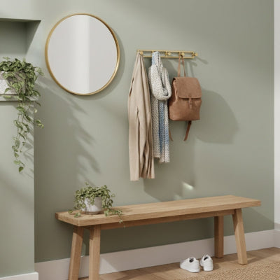 plantes vertes porte manteau mural doré sac miroir rond