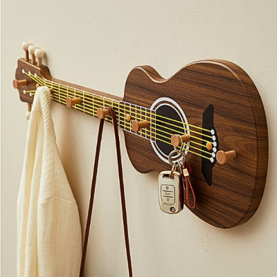 gilet clés accrochés porte manteau mural original forme guitare bois