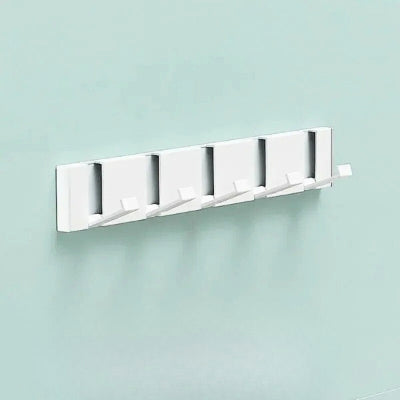 porte manteau mural blanc cinq crochets rétractables