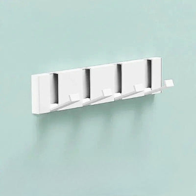 porte manteau mural blanc quatre crochets rétractables