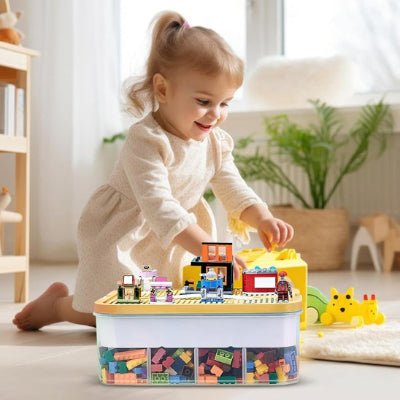 boite-rangement-plastique-lego-jaune-1etage