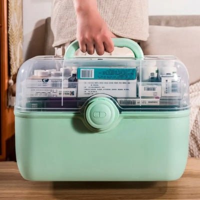 Rangement-boite-plastique-medicaments-verte