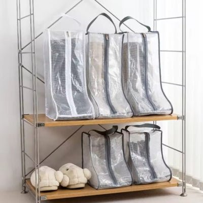 Rangement-bottes-bottines-sacs-transparents-étagères