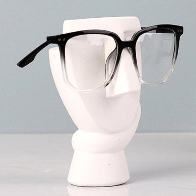 support lunette forme visage blanc minimaliste design moderne