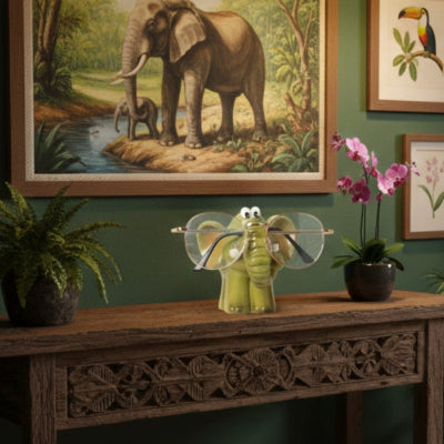 support lunettes éléphant entrée maison style exotique jungle