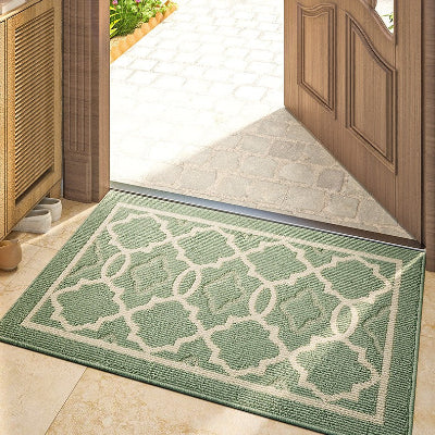 tapis d'entrée absorbant arabesquemat vert