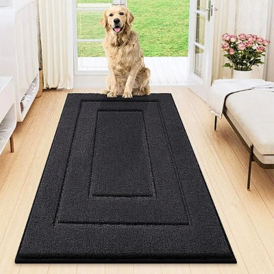tapis d entrée absorbant chien porte vitrée fleurs