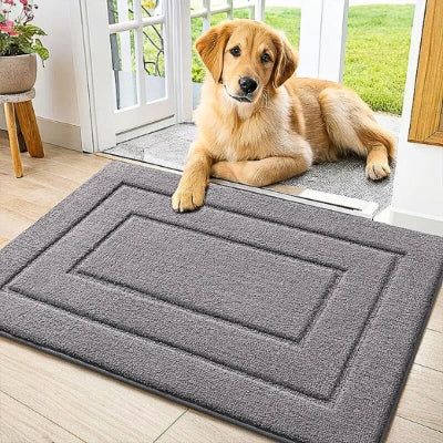 tapis d entrée absorbant gris clair chien
