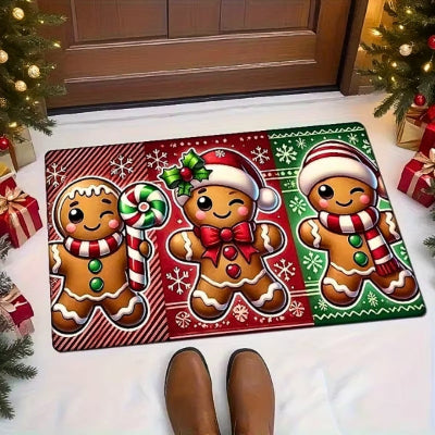 tapis d'entrée bonhomme pain épices vert rouge