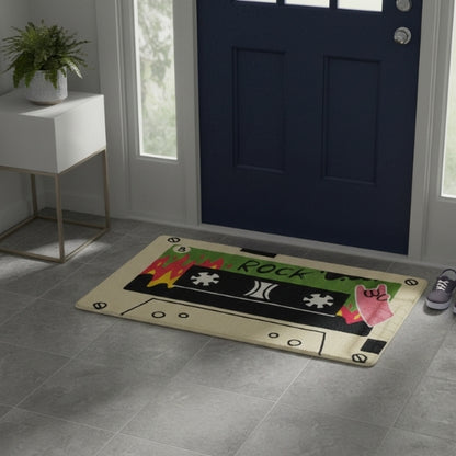 tapis d'entrée intérieur cassette rétro rock beige