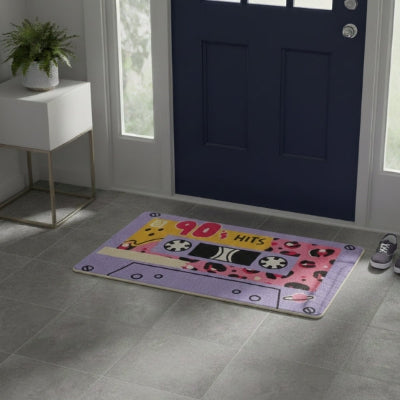 tapis d'entrée intérieur cassette rétro mauve 90's