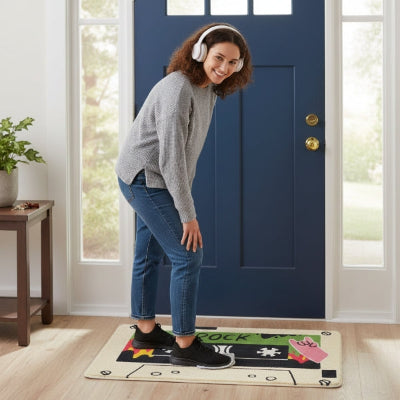 tapis d'entrée intérieur cassette rétro rock beige original