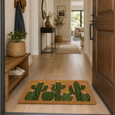 tapis d entrée intérieur floracactus cactus fleuris