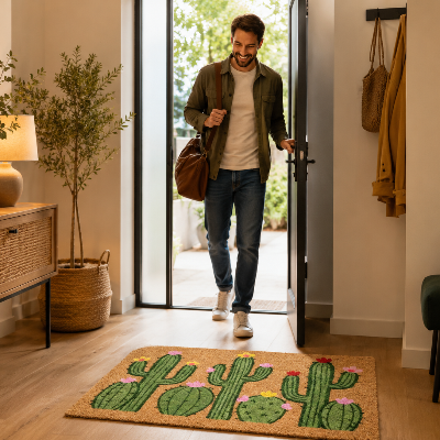 tapis d entrée intérieur floracactus esthétique