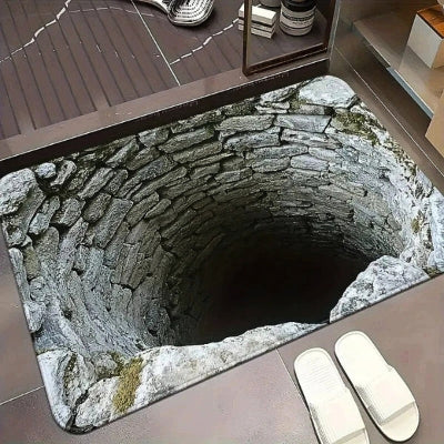 tapis d'entrée intérieur illusion 3D trou puits réaliste