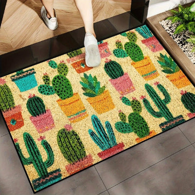 tapis d'entrée intérieur motif cactus style exotique