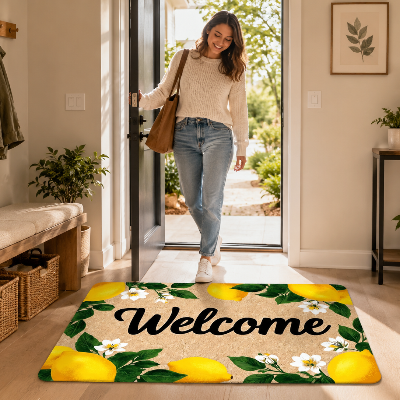 tapis d entrée intérieur lemonbloom imprimé estival