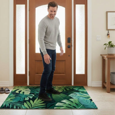tapis d'entrée intérieur original feuilles tropicales doux
