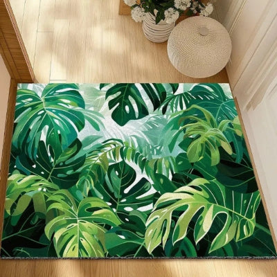 tapis d'entrée intérieur original feuilles tropicales lumineux