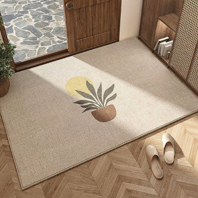 tapis d'entrée intérieur original plante pot soleil