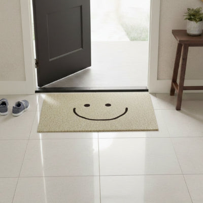 tapis d'entrée intérieur smiley rigolo beige