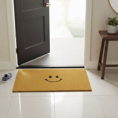 tapis d'entrée intérieur smiley rigolo jaune