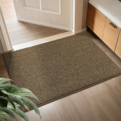 tapis d'entrée coloris miel foncé entrée porte blanche