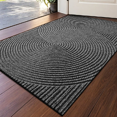 tapis d'entrée rainuré 3D ronds noir