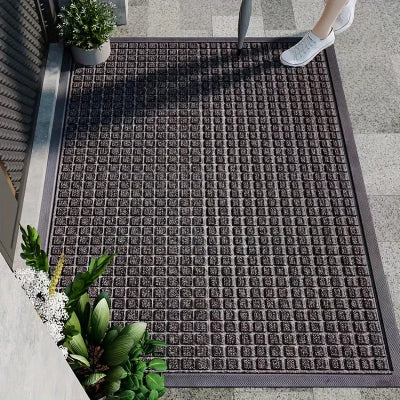tapis d'entrée extérieur gridstep texture carrés