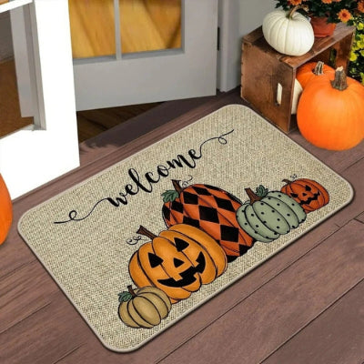 tapis entrée motif citrouilles décoratif