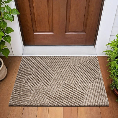 Tapis entrée intérieur tapis antidérapant et anti-poussière geometrique beige